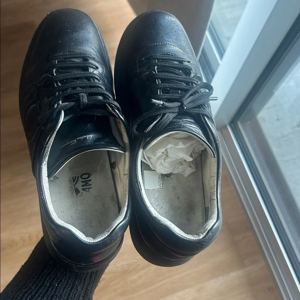 Salvatore Ferragamo Black Leather Sneakers - Picture 10 of 10